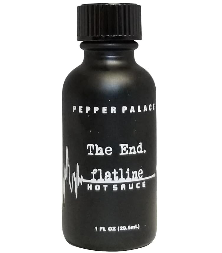 Pepper Palace The End Flatline bottle front showing bold heat and Creole flavor.