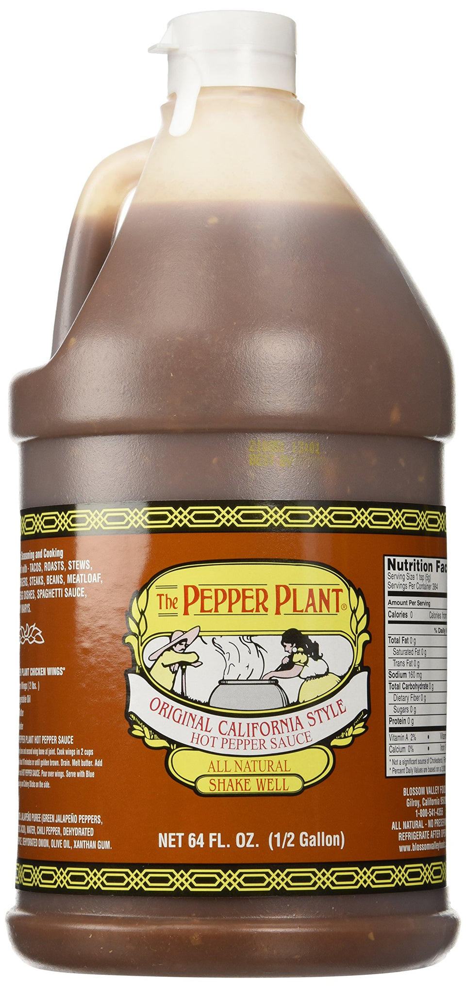 The Pepper Plant California Style hot sauce bottle pour enhances any dish with zest.