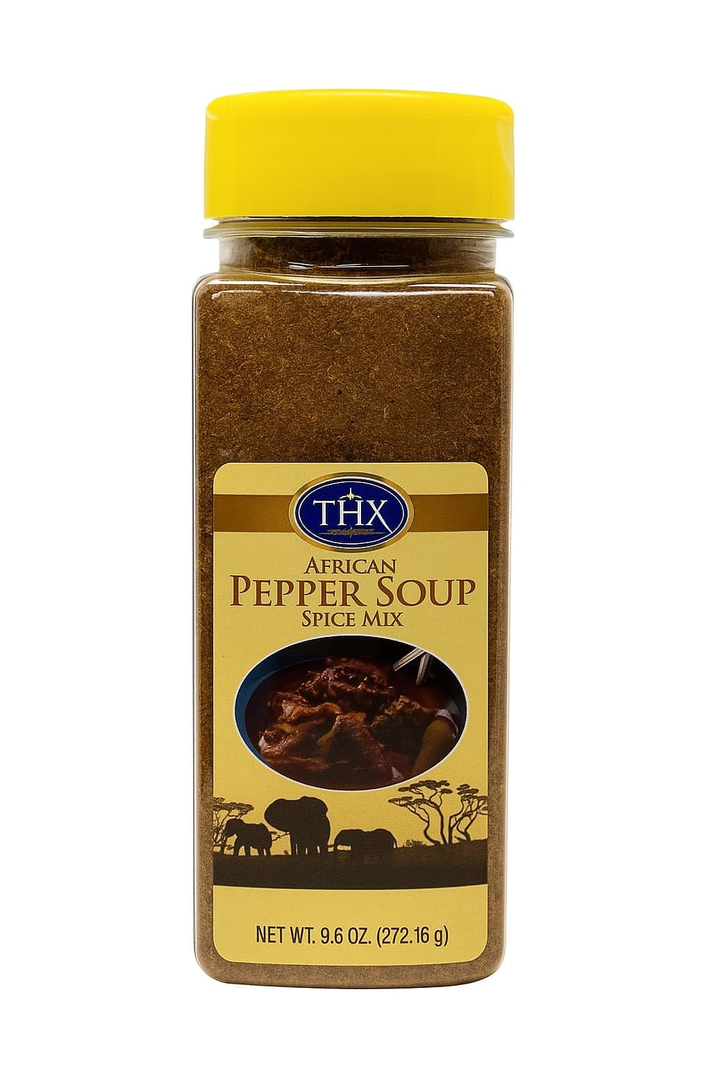 Pepper Soup Seasoning jar front view, enhancing authentic African flavor.