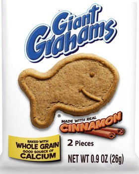 Pepperidge Farm Goldfish Giant Cinnamon Grahams packaging shown for school snacks