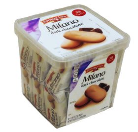 Pepperidge Farm Milano dark chocolate tub with 30 cookies, ideal for sharing.