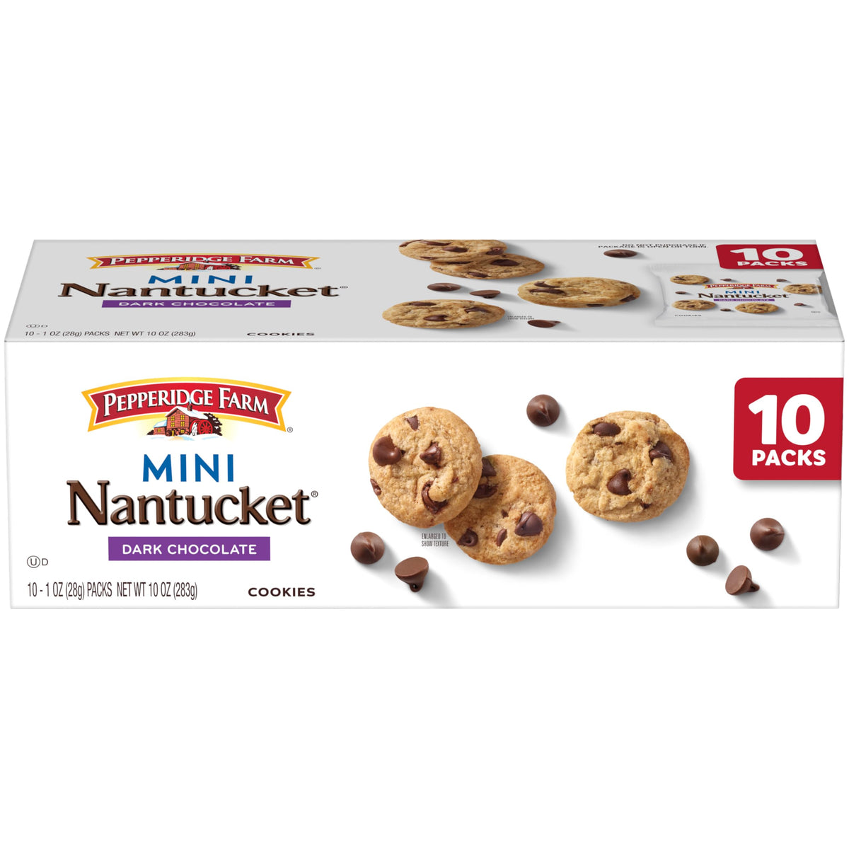Pepperidge Farm Nantucket Mini cookies in a 10-pack box for on-the-go snacking