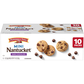 Pepperidge Farm Nantucket Mini cookies in a 10-pack box for on-the-go snacking