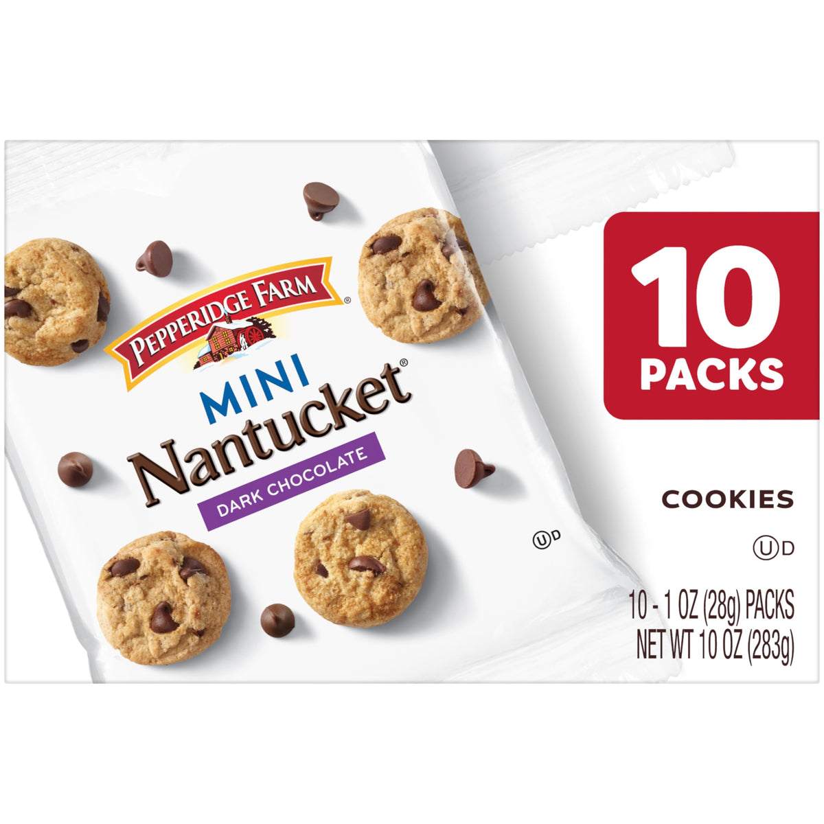Box front view highlighting 10-pack portion and snack-friendly packaging
