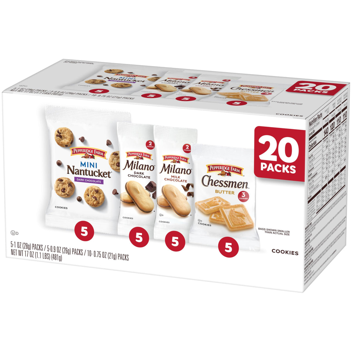 Pepperidge Farm on-the-go snack box scene with assorted cookies ready to enjoy