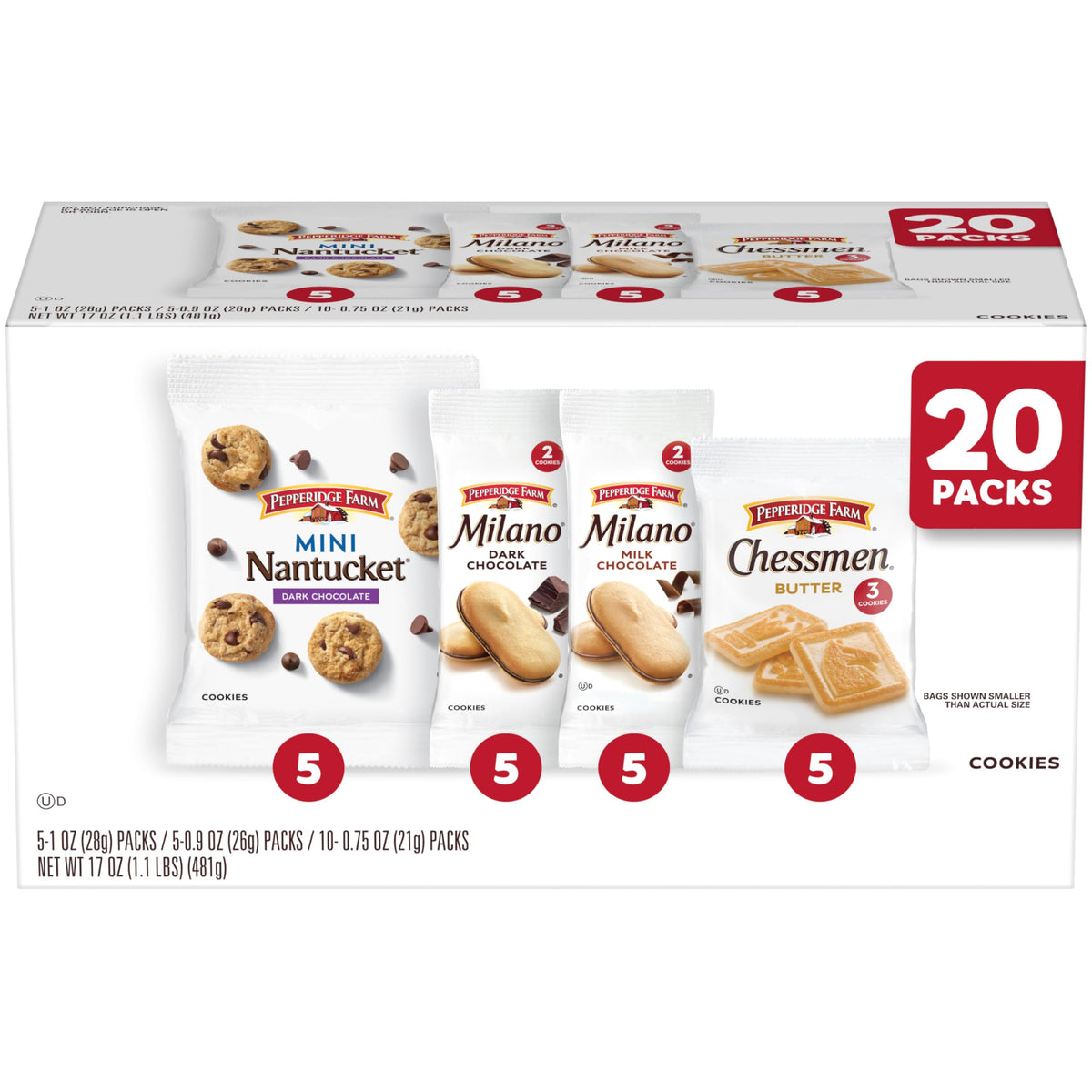 Pepperidge Farm variety pack snack box with assorted cookies for on-the-go snacking