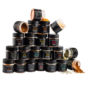 PepperMate 22-Spice Gift Set jars on display ready for grilling adventures