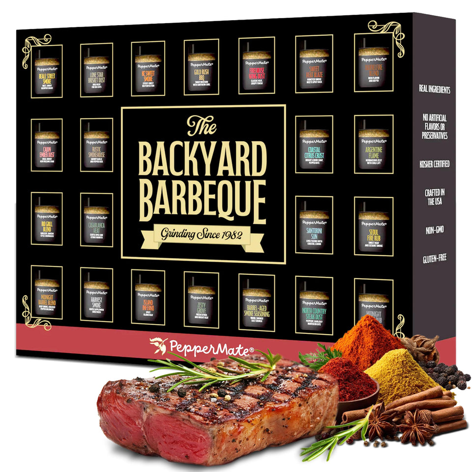 PepperMate 22-Spice Gift Set packaging highlights premium jars for gifting and flavor exploration