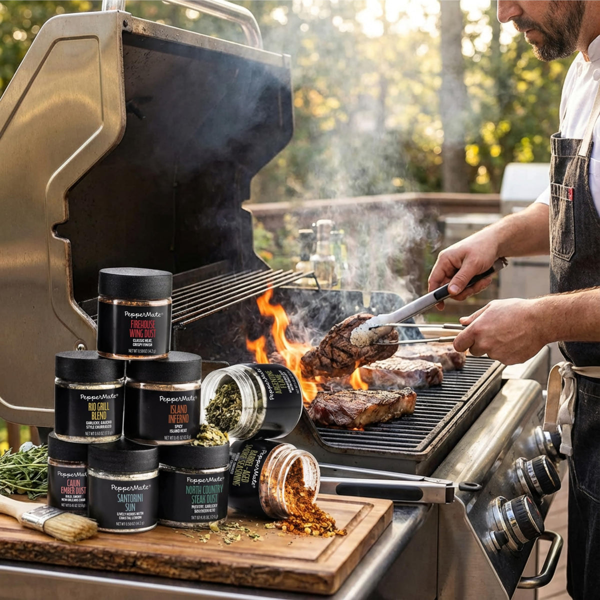 PepperMate Memphis Smoke rub 1oz enhances beef and ribs with a smoky profile