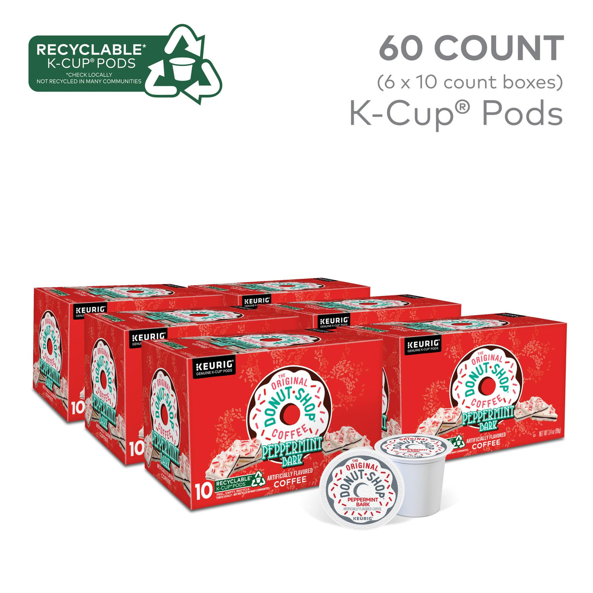 The Original Donut Shop Peppermint Bark creamy white chocolate flavor enriches your coffee ritual.