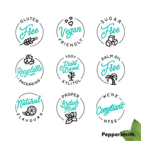 Peppersmith Sugar-free peppermint mints with crisp flavor and smooth texture