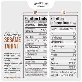 Pepperwood Organics tahini paste close-up, smooth texture great for dressings