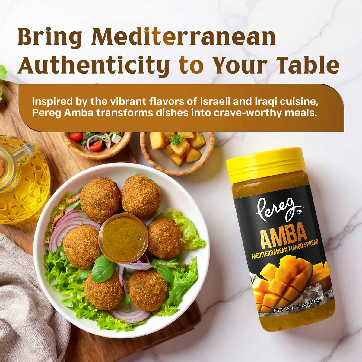 Pereg Amba poured over shawarma suggesting bold tangy topping.