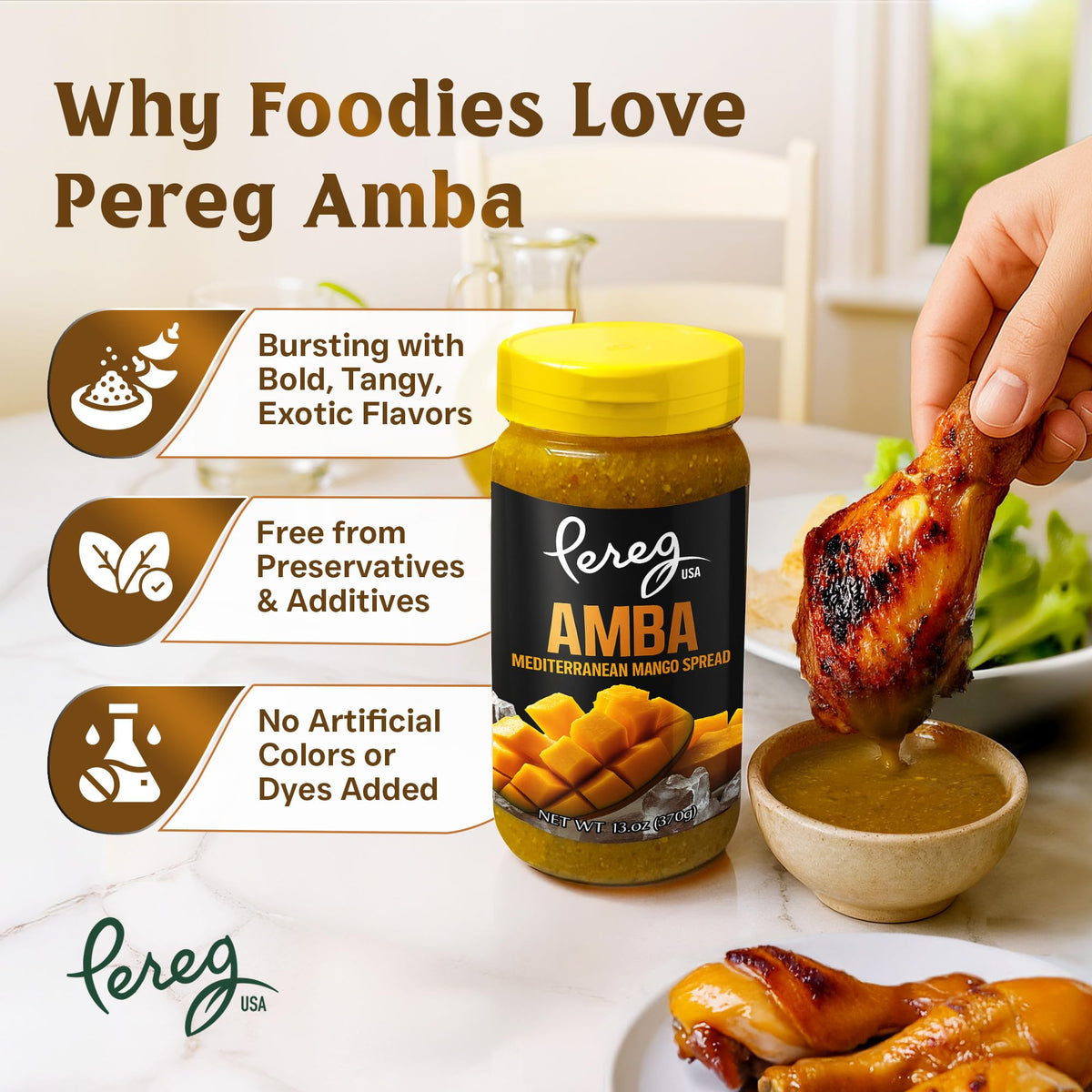 Pereg Amba on a sandwich for a flavorful Mediterranean twist.