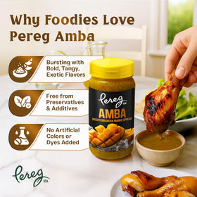 Pereg Amba on a sandwich for a flavorful Mediterranean twist.