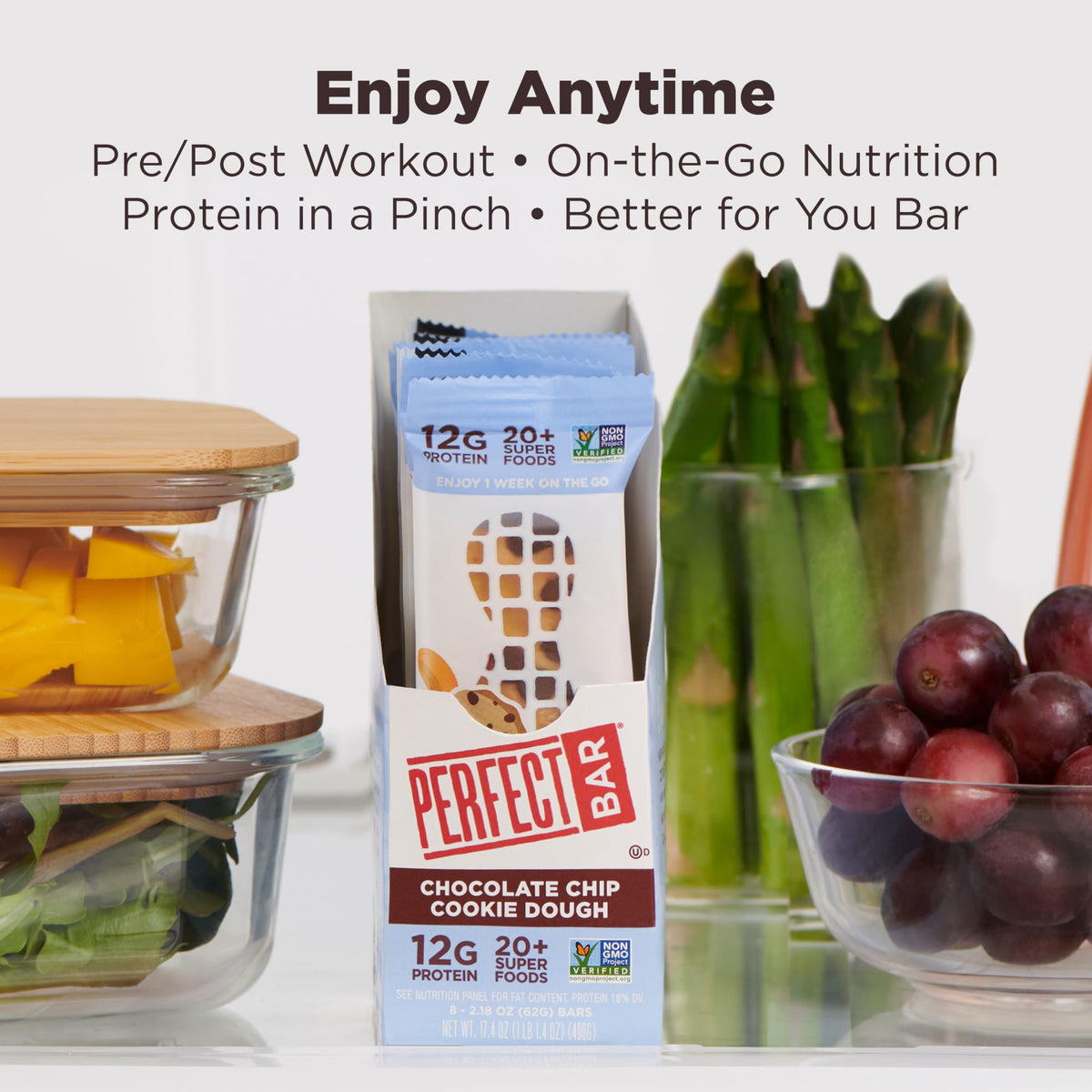 Perfect Bar 2.2 oz bar ideal for on-the-go fueling.