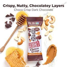 Perfect Bar Choco Crisp ingredients shot emphasizing 20+ superfoods.