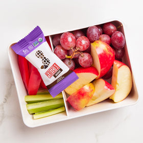 Perfect Bar Mini Double Chocolate ingredients shot shows 20+ organic superfoods.