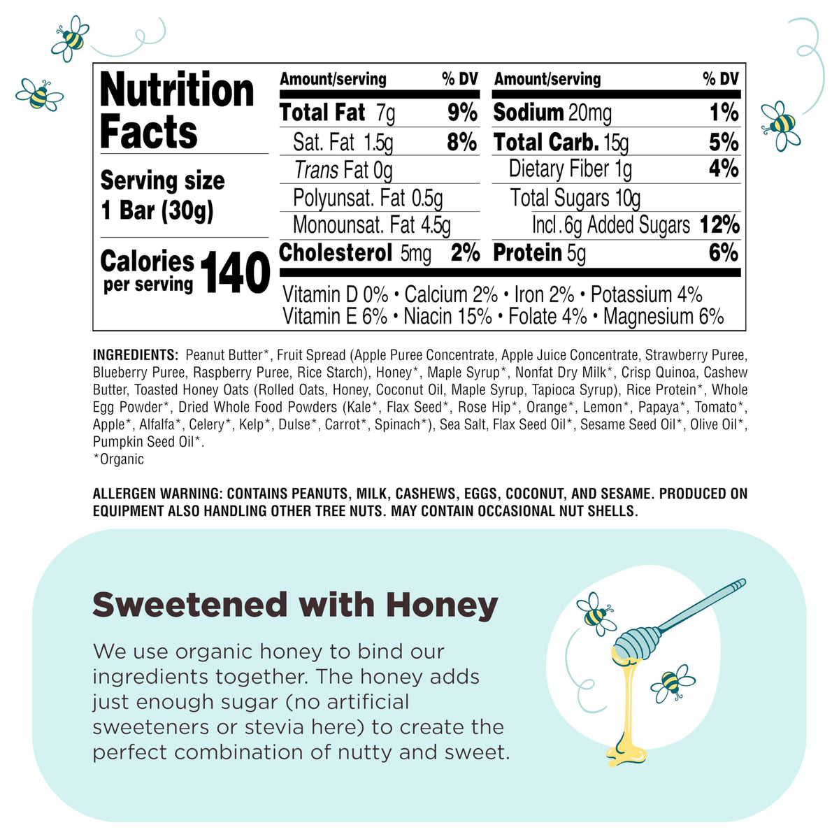Perfect Bar Mini PB&J honey drizzle emphasizes natural sweetness