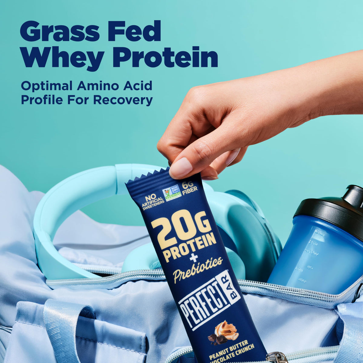 On-the-go serving beside coffee or gym bag.