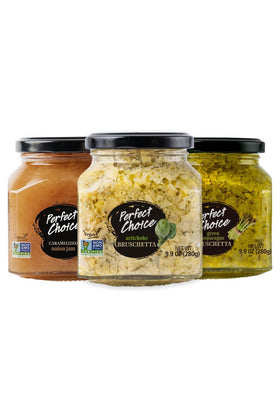 Perfect Choice artichoke bruschetta spread bottle enhances snacks with gourmet flavor