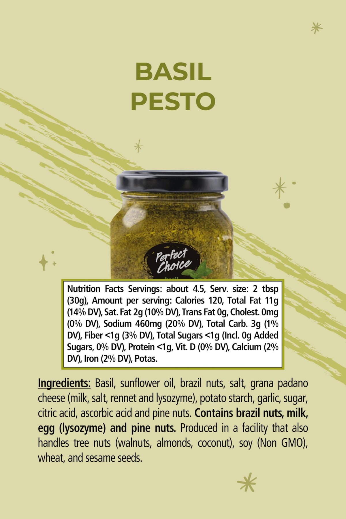 Perfect Choice Basil Pesto bottle pour captured for effortless meal prep.