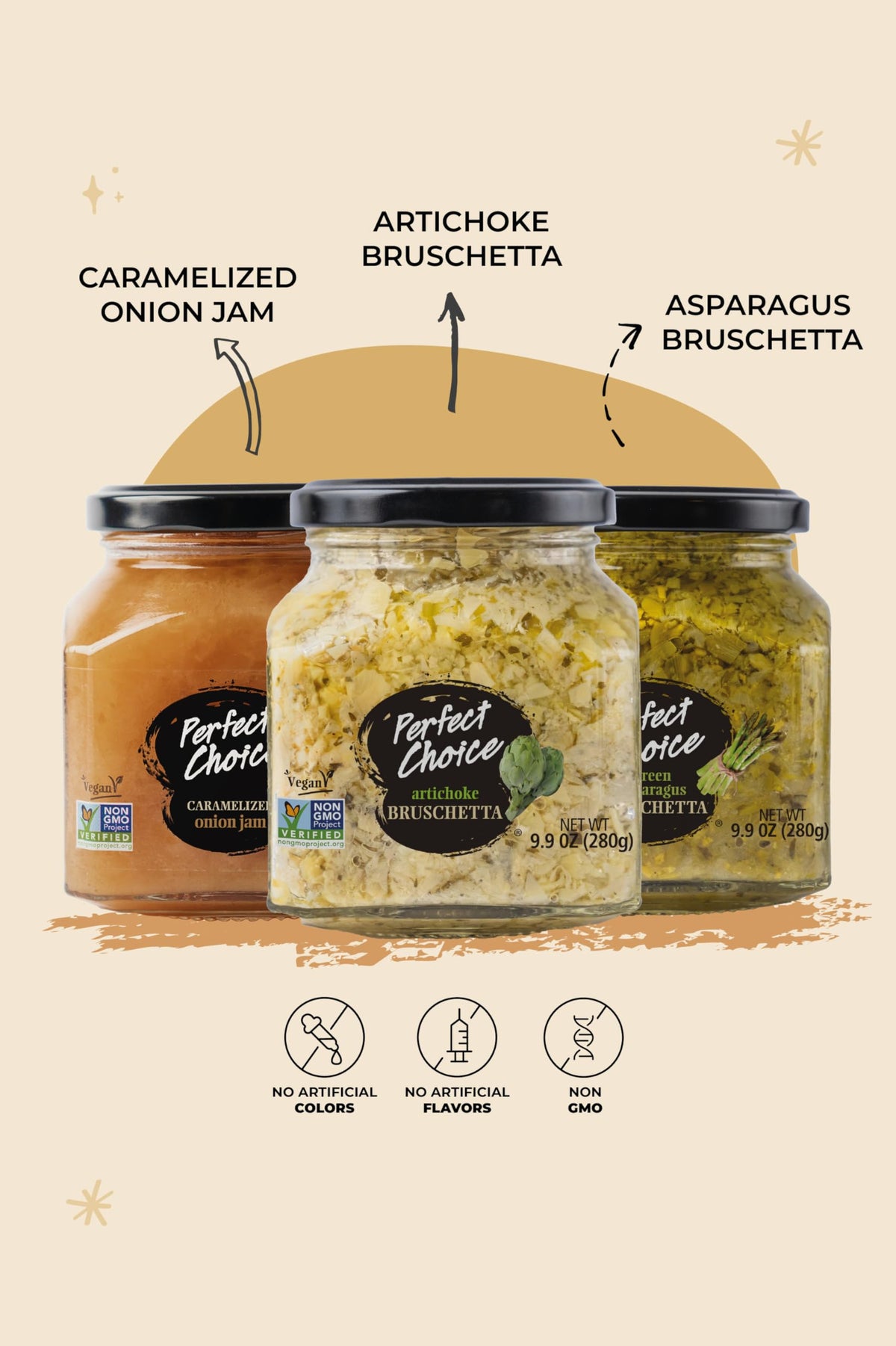 Perfect Choice green asparagus bruschetta spread bottle adds fresh salad boost
