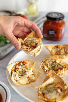 Non-GMO Certified seal on Perfect Choice Sundried Tomato Bruschetta packaging.