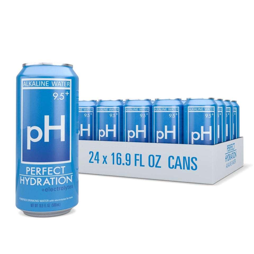 Perfect Hydration 9.5+ pH aluminum can for all-day refreshment.