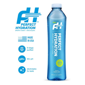 Perfect Hydration 9.5+ pH bottle pour capture of smooth, refreshing water.