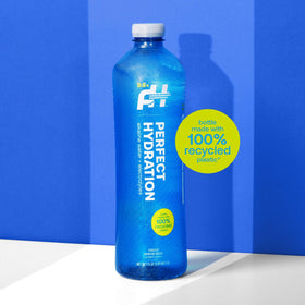 Recycled PET packaging of Perfect Hydration 9.5+ pH bottle promotes sustainability.