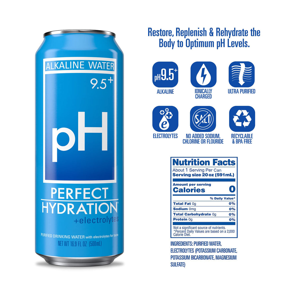 Perfect Hydration can in hand for on-the-go hydration