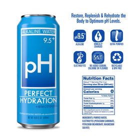 Made in the USA, Perfect Hydration aluminum can for on-the-go use.