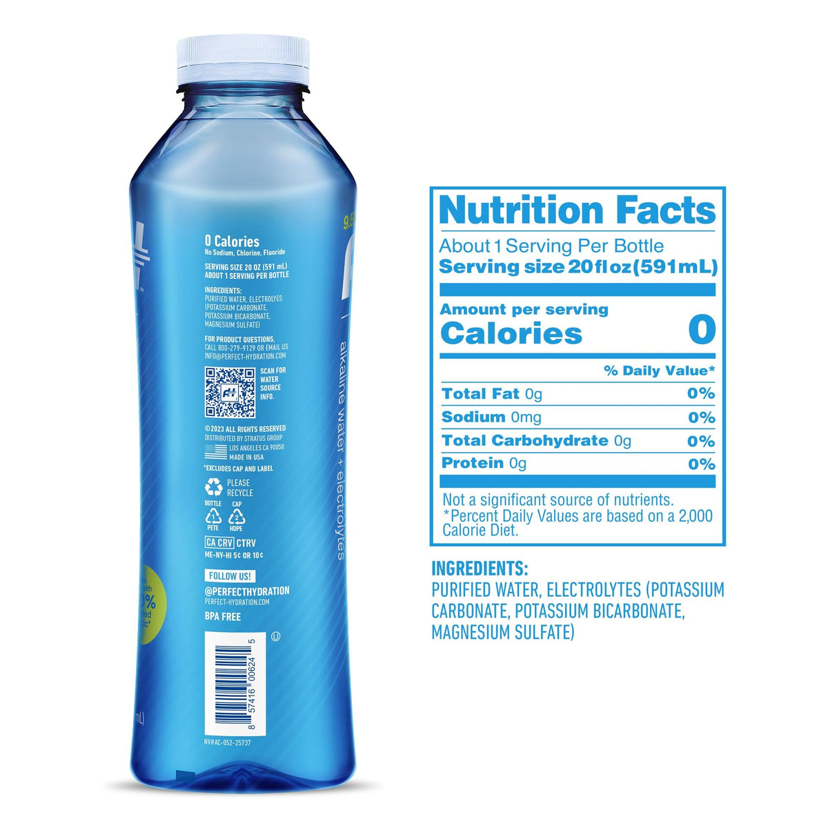 Perfect Hydration USA-made bottle front signaling quality and purity.