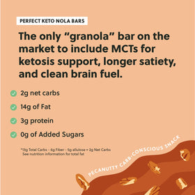 Perfect Keto Nola Bars chewy texture, satisfying keto-friendly snack.