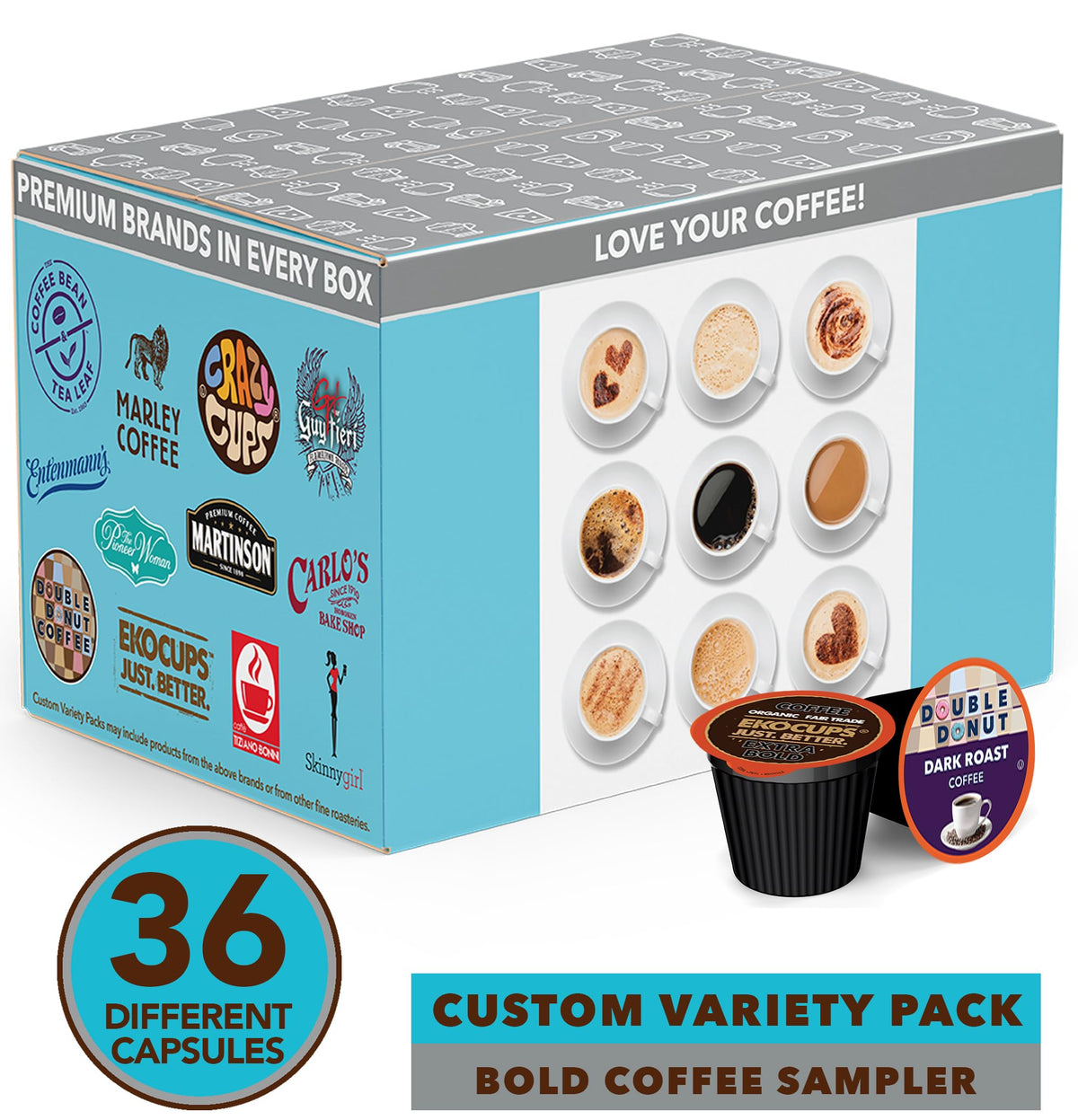 Perfect Samplers 36-count dark roast k-cups offer quick, bold brews.