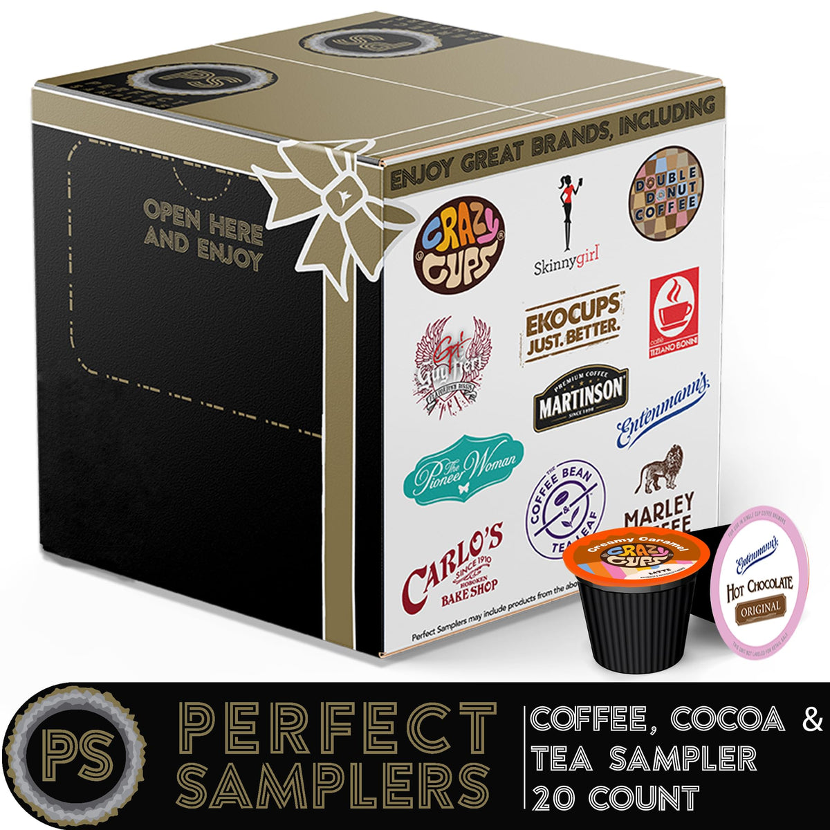 Perfect Samplers coffee pod in cup scene offering café-quality flavor at home.