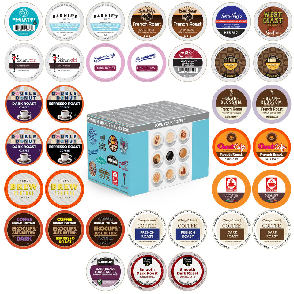 Perfect Samplers dark roast pod collection highlights bold flavor variety for Keurig lovers.