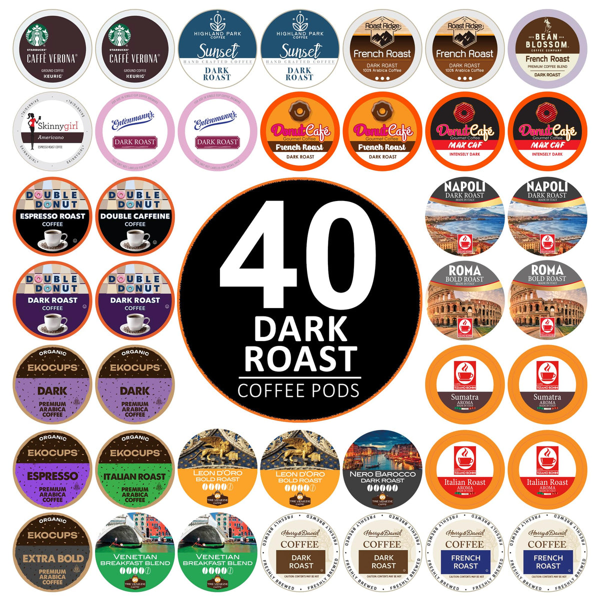 Perfect Samplers dark roast variety pack 40 K-Cups for bold mornings
