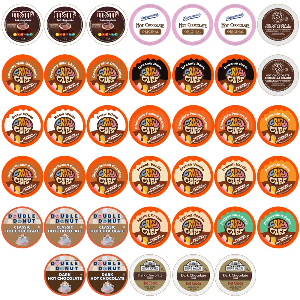 Perfect Samplers hot chocolate pods variety pack for mixed flavors in Keurig brewers.