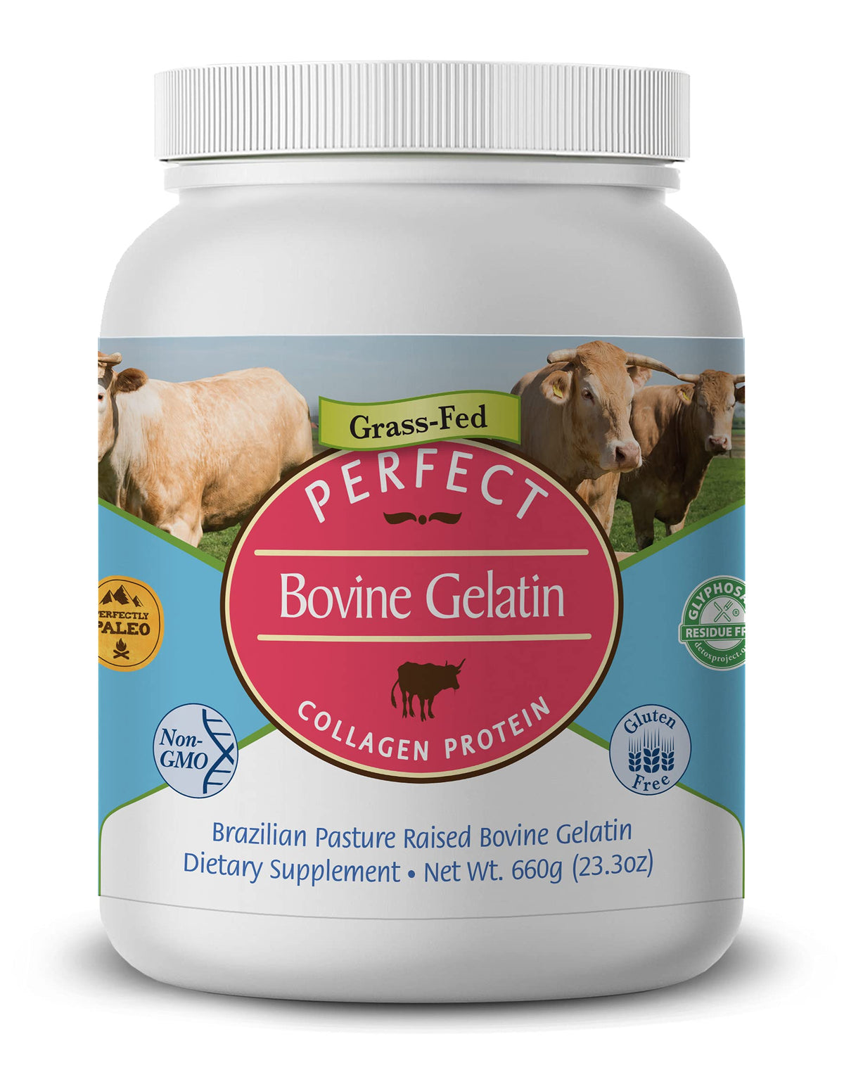Perfect Supplements Bovine Gelatin bottle, ideal for desserts and protein-friendly snacks.