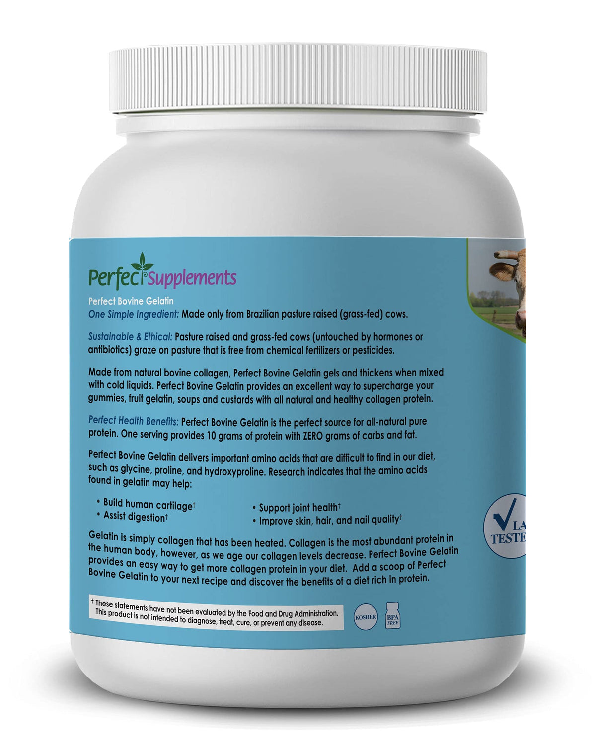 Scoop of Perfect Supplements Bovine Gelatin powder for paleo-friendly recipes.