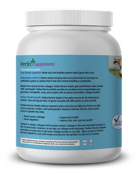 Scoop of Perfect Supplements Bovine Gelatin powder for paleo-friendly recipes.