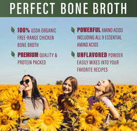 Perfect Supplements bone broth powder scoop ready to portion protein for keto meals