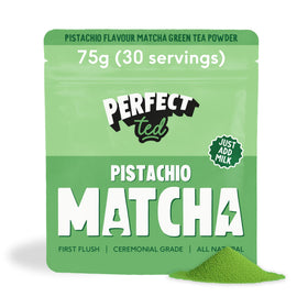 Perfect Ted Matcha Pistachio Powder packaging showing premium ceremonial quality for daily rituals