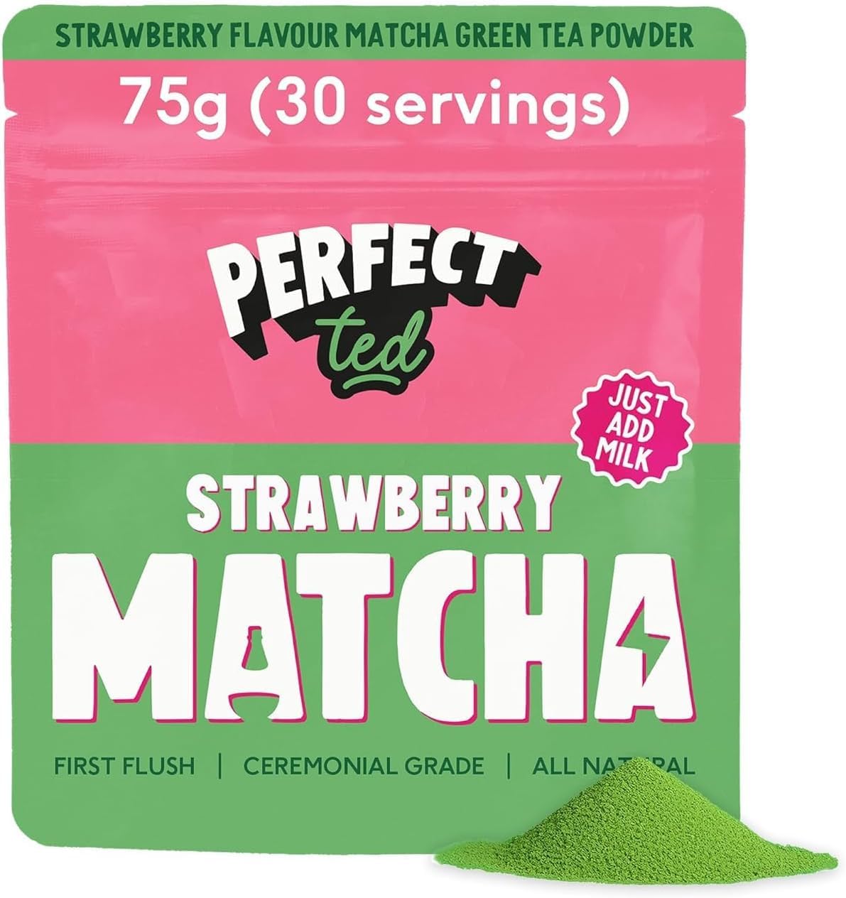 Perfect Ted Matcha Summer Berry tin showcases ceremonial-grade powder for vibrant lattes.