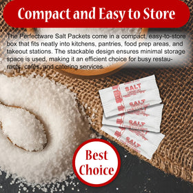 Perfectware salt and pepper packets dispensed for precise portion control in meals.