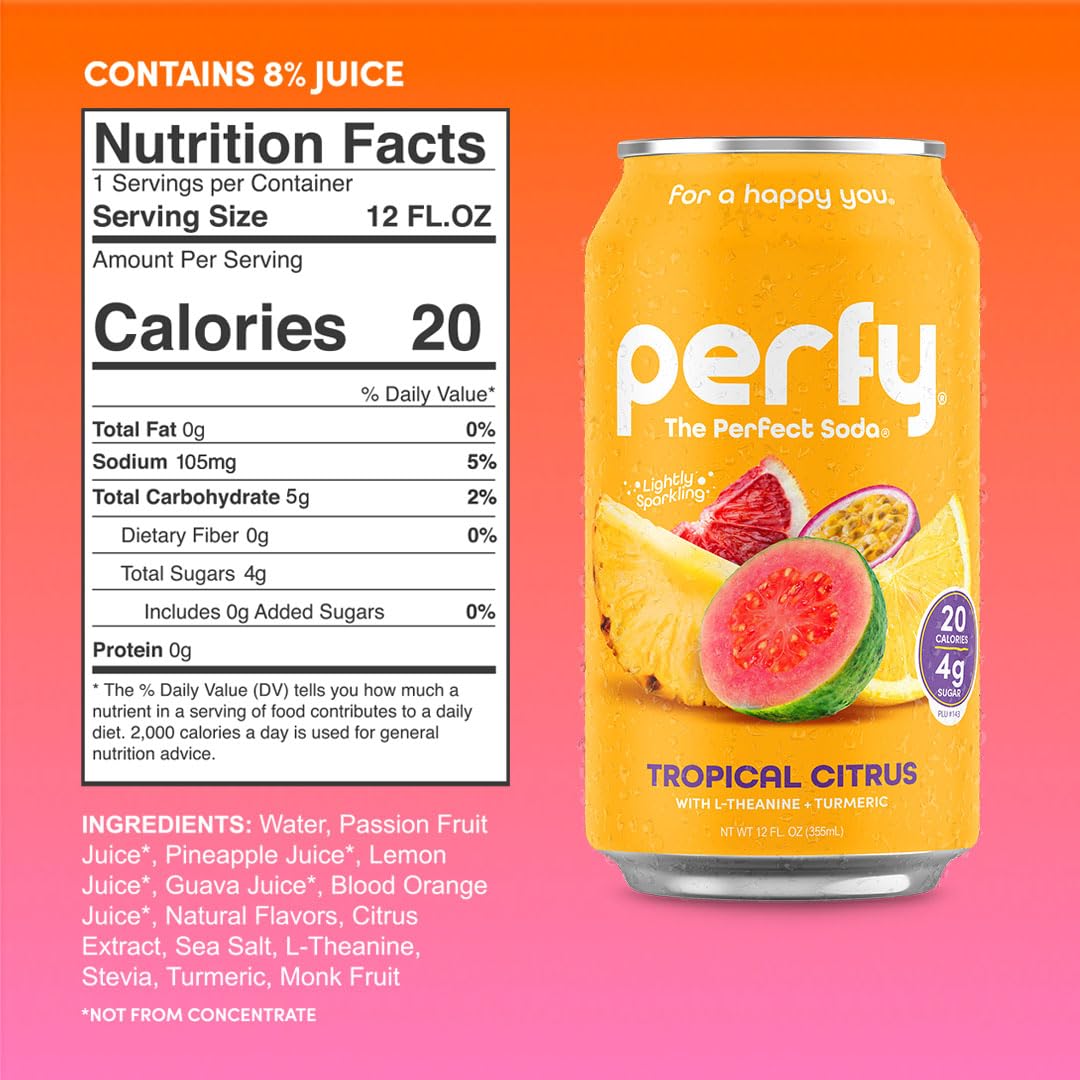 PERFY Blood Orange Yuzu can displaying real juice flavor and clean label.