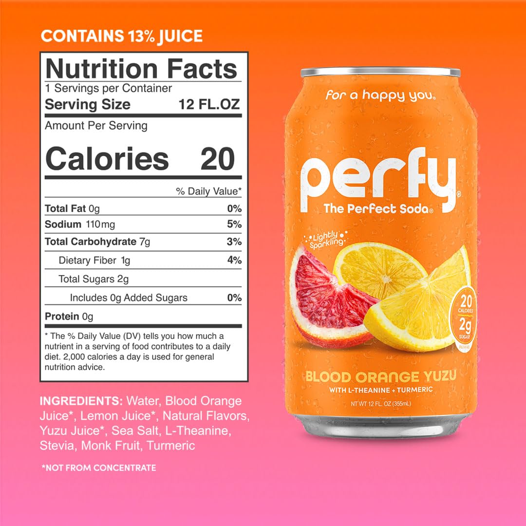 PERFY label close-up highlighting clean, real juice ingredients.