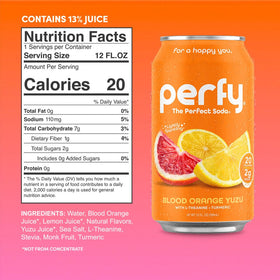 PERFY label close-up highlighting clean, real juice ingredients.